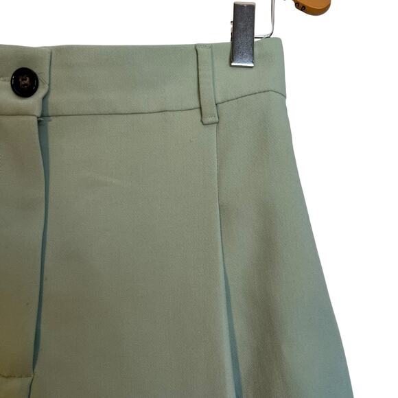 Zara Pleated Trouser Shorts Sage Green Tailored Preppy Old Money Coastal Size M - Picture 6 of 9